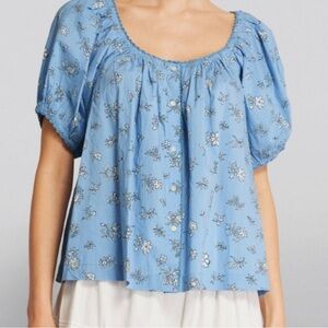 Doen Floral Blue Top